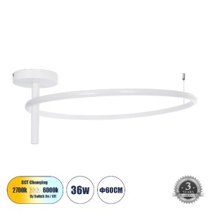 glo-61224-ec6522_61224_0 GLOBOSTAR® VERONA 61224 ΦΩΤΙΣΤΙΚΟ ΟΡΟΦΗΣ ΔΑΧΤΥΛΙΔΙ-ΚΥΚΛΟΣ LED CCT 36W 4032LM 360° AC 220-2
