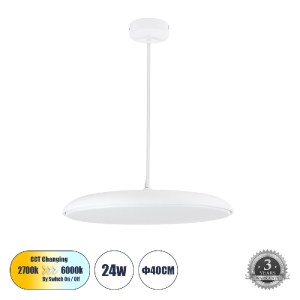 glo-61255-61255_00 GLOBOSTAR® BARON 61255 ΚΡΕΜΑΣΤΗ ΠΛΑΦΟΝΙΕΡΑ ΟΡΟΦΗΣ LED CCT 24W 2880LM 120° AC 220-240V - ΕΝ