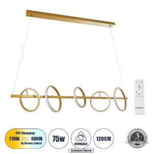 glo-61322-61322_0 GLOBOSTAR® CIRCOLARE 61322 ΚΡΕΜΑΣΤΟ ΦΩΤΙΣΤΙΚΟ ΟΡΟΦΗΣ DESIGN LED CCT 75W 8400LM 360° AC 220