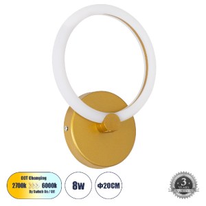 glo-61340-f861bf_61340_0 GLOBOSTAR® MATILDA 61340 ΦΩΤΙΣΤΙΚΟ ΤΟΙΧΟΥ - ΑΠΛΙΚΑ DESIGN LED CCT 8W 960LM 360° AC 220-240