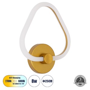 glo-61342-61342_0 GLOBOSTAR® REGINA 61342 ΦΩΤΙΣΤΙΚΟ ΤΟΙΧΟΥ - ΑΠΛΙΚΑ DESIGN LED CCT 8W 960LM 360° AC 220-240V