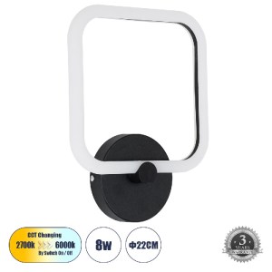 glo-61343-61343_0 GLOBOSTAR® ELIZA 61343 ΦΩΤΙΣΤΙΚΟ ΤΟΙΧΟΥ - ΑΠΛΙΚΑ DESIGN LED CCT 8W 960LM 360° AC 220-240V 