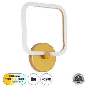 glo-61344-61344_0 GLOBOSTAR® ELIZA 61344 ΦΩΤΙΣΤΙΚΟ ΤΟΙΧΟΥ - ΑΠΛΙΚΑ DESIGN LED CCT 8W 960LM 360° AC 220-240V 