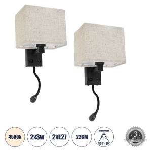 glo-61382-61382_0 GLOBOSTAR® ROULETTE-S 61382 ΜΟΝΤΕΡΝΟ ΦΩΤΙΣΤΙΚΟ ΤΟΙΧΟΥ - ΑΠΛΙΚΑ ΞΕΝΟΔΟΧΕΙΟΥ BED SIDE LED 3W