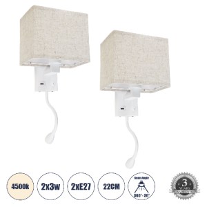 glo-61383-61383_0 GLOBOSTAR® ROULETTE-S 61383 ΜΟΝΤΕΡΝΟ ΦΩΤΙΣΤΙΚΟ ΤΟΙΧΟΥ - ΑΠΛΙΚΑ ΞΕΝΟΔΟΧΕΙΟΥ BED SIDE LED 3W