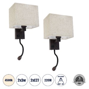 glo-61384-61384_0 GLOBOSTAR® ROULETTE-S 61384 ΜΟΝΤΕΡΝΟ ΦΩΤΙΣΤΙΚΟ ΤΟΙΧΟΥ - ΑΠΛΙΚΑ ΞΕΝΟΔΟΧΕΙΟΥ BED SIDE LED 3W