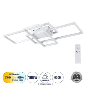 glo-61386-c43dec_61386_0 GLOBOSTAR® QUADRA 61386 ΦΩΤΙΣΤΙΚΟ ΟΡΟΦΗΣ DESIGN LED CCT 100W 12000LM 120° AC 220-240V - ΕΝ