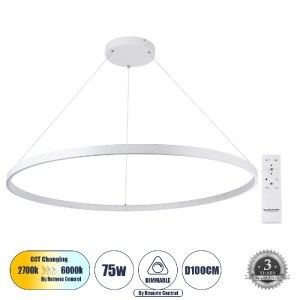 glo-61518-61518_0 GLOBOSTAR® DIAMOND 61518 ΚΡΕΜΑΣΤΟ ΦΩΤΙΣΤΙΚΟ ΔΑΧΤΥΛΙΔΙ-ΚΥΚΛΟΣ LED CCT 75W 8400LM 360° AC 22