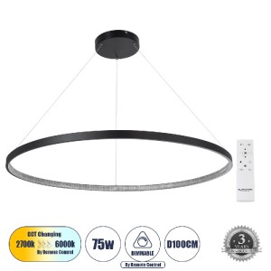 glo-61519-23d879_61519_0 GLOBOSTAR® DIAMOND 61519 ΚΡΕΜΑΣΤΟ ΦΩΤΙΣΤΙΚΟ ΔΑΧΤΥΛΙΔΙ-ΚΥΚΛΟΣ LED CCT 75W 8400LM 360° AC 22