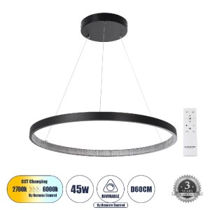 glo-61522-61522_0 GLOBOSTAR® DIAMOND 61522 ΚΡΕΜΑΣΤΟ ΦΩΤΙΣΤΙΚΟ ΔΑΧΤΥΛΙΔΙ-ΚΥΚΛΟΣ LED CCT 45W 5040LM 360° AC 22