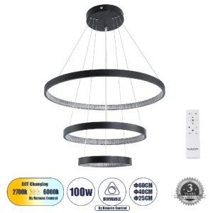 glo-61523-61523_0 GLOBOSTAR® DIAMOND TRIO 61523 ΚΡΕΜΑΣΤΟ ΦΩΤΙΣΤΙΚΟ ΔΑΧΤΥΛΙΔΙ-ΚΥΚΛΟΣ LED CCT 100W 11200LM 360