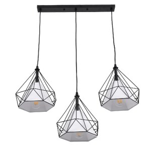glo-61569-61569_4 GLOBOSTAR® EIFFEL 61569 VINTAGE ΚΡΕΜΑΣΤΟ ΦΩΤΙΣΤΙΚΟ ΡΑΓΑ ΤΡΙΦΩΤΟ 3 X E27 IP20 ΜΑΥΡΟ ΜΕΤΑΛΛΟ