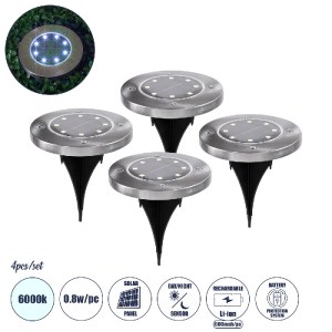 glo-69929-69929_0 GLOBOSTAR® 69929 ΣΕΤ 4 ΤΕΜΑΧΙΩΝ ΑΥΤΟΝΟΜΑ ΗΛΙΑΚΑ ΦΩΤΙΣΤΙΚΑ LED SMD 0.80W/ΤΕΜ. 80LM/ΤΕΜ. ΜΕ 