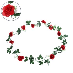 glo-78129-09002_0 GLOBOSTAR® 78129 ΤΕΧΝΗΤΟ ΚΡΕΜΑΣΤΟ ΦΥΤΟ ΔΙΑΚΟΣΜΗΤΙΚΗ ΓΙΡΛΑΝΤΑ ΛΟΥΛΟΥΔΙΩΝ ΜΕ 10 ΚΟΚΚΙΝΑ ΤΡΙΑ