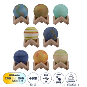 glo-79609-79609_0 GLOBOSTAR® MOON 79609 ΣΕΤ 8 ΤΕΜ. ΜΟΝΤΕΡΝΑ ΕΠΙΤΡΑΠΕΖΙΑ ΦΩΤΙΣΤΙΚΑ ΠΟΡΤΑΤΙΦ LED 2W 120LM 360°