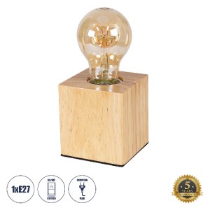 glo-99405-99405_0 GLOBOSTAR® WOODBOX 99405 ΜΟΝΤΕΡΝΟ ΕΠΙΤΡΑΠΕΖΙΟ ΦΩΤΙΣΤΙΚΟ ΠΟΡΤΑΤΙΦ ΜΟΝΟΦΩΤΟ 1 X E27 AC220-24