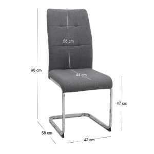 meg-GP001-0052,2-10 ΚΑΡΕΚΛΑ ΤΡΑΠΕΖΑΡΙΑΣ LAURA MEGAPAP ΓΚΡΙ ΥΦΑΣΜΑ - ΜΕΤΑΛΛΙΚΗ ΒΑΣΗ ΧΡΩΜΙΟΥ 42X58X98ΕΚ.