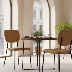 meg-GP001-0054,1-3 ΚΑΡΕΚΛΑ ΤΡΑΠΕΖΑΡΙΑΣ KEVIN MEGAPAP ΜΟΥΣΤΑΡΔΙ ΥΦΑΣΜΑ - ΜΕΤΑΛΛΙΚΟ ΜΑΥΡΟ ΠΟΔΙ 48X51X87ΕΚ.