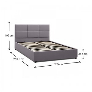 meg-GP002-0009,1-7 ΚΡΕΒΑΤΙ KINGSTON MEGAPAP ΒΕΛΟΥΔΙΝΟ ΧΡΩΜΑ ΓΚΡΙ 150X200ΕΚ.