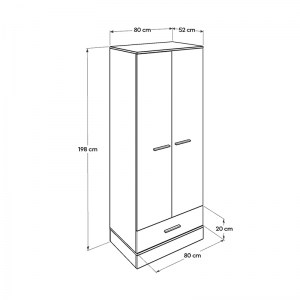 meg-GP009-0024-4 ΝΤΟΥΛΑΠΑ ΡΟΥΧΩΝ BASE MEGAPAP ΔΙΦΥΛΛΗ ΣΕ ΧΡΩΜΑ ΛΕΥΚΟ - SONOMA 80X52X198ΕΚ.