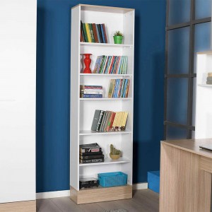 meg-GP009-0146-1 ΒΙΒΛΙΟΘΗΚΗ BASE MEGAPAP ΧΡΩΜΑ OAK - ΛΕΥΚΟ 60X26X197ΕΚ.