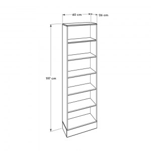 meg-GP009-0146-2 ΒΙΒΛΙΟΘΗΚΗ BASE MEGAPAP ΧΡΩΜΑ OAK - ΛΕΥΚΟ 60X26X197ΕΚ.