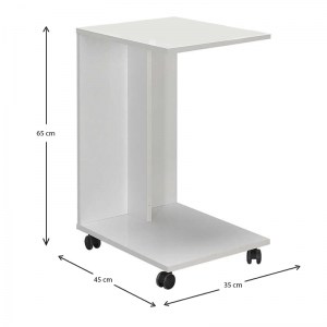 meg-GP009-0195-3 ΒΟΗΘΗΤΙΚΟ ΤΡΑΠΕΖΙ C-SHAPED MEGAPAP ΑΠΟ ΜΕΛΑΜΙΝΗ ΣΕ ΧΡΩΜΑ ΛΕΥΚΟ 35X45X65ΕΚ.