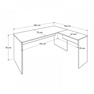 meg-GP009-0238-2 ΓΡΑΦΕΙΟ ΔΙΕΥΘΥΝΤΙΚΟ RIO MEGAPAP ΓΩΝΙΑΚΟ ΑΝΑΣΤΡΕΨΙΜΟ ΧΡΩΜΑ ΑΝΘΡΑΚΙ 160X144X75ΕΚ.