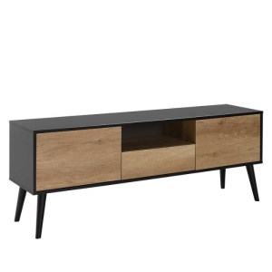 meg-GP009-0241,1-3 ΕΠΙΠΛΟ ΤΗΛΕΟΡΑΣΗΣ STYLE MEGAPAP ΑΠΟ ΜΕΛΑΜΙΝΗ ΧΡΩΜΑ ΜΑΥΡΟ - TORI 160X41X58ΕΚ.