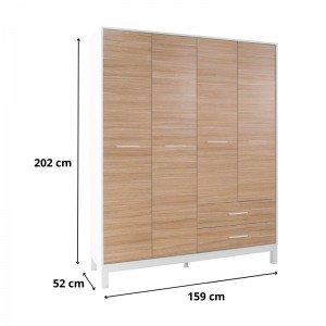 meg-GP009-0252,1-3 ΝΤΟΥΛΑΠΑ ΡΟΥΧΩΝ LONDON MEGAPAP ΤΕΤΡΑΦΥΛΛΗ ΧΡΩΜΑ OAK - ΛΕΥΚΟ 159X52X202ΕΚ.