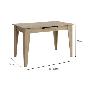 meg-GP009-0274,1-8 ΤΡΑΠΕΖΙ TRENDLINE MEGAPAP ΕΠΕΚΤΕΙΝΟΜΕΝΟ ΧΡΩΜΑ OAK 120/150X70X75ΕΚ.