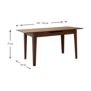 meg-GP009-0274,3-6 ΤΡΑΠΕΖΙ TRENDLINE MEGAPAP ΕΠΕΚΤΕΙΝΟΜΕΝΟ ΧΡΩΜΑ ΚΑΡΥΔΙ 120/150X70X75ΕΚ.