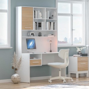 meg-GP009-0279,1-1 ΓΡΑΦΕΙΟ ΕΡΓΑΣΙΑΣ LONDON MEGAPAP ΧΡΩΜΑ ΛΕΥΚΟ - OAK 120X60X196ΕΚ.