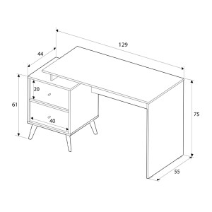 meg-GP009-0286,1-4 ΓΡΑΦΕΙΟ ΕΡΓΑΣΙΑΣ TERRA MEGAPAP ΧΡΩΜΑ FLORIDA OAK 129X55X75ΕΚ.