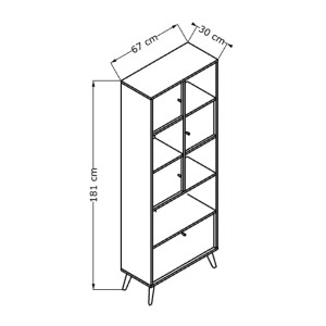meg-GP009-0290,1-5 ΒΙΒΛΙΟΘΗΚΗ TERRA MEGAPAP ΧΡΩΜΑ FLORIDA OAK 67X30X181ΕΚ.