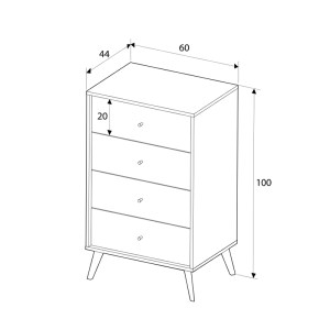 meg-GP009-0291,1-4 ΣΥΡΤΑΡΙΕΡΑ TERRA MEGAPAP ΧΡΩΜΑ FLORIDA OAK 60X44X100ΕΚ.
