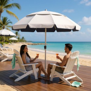 meg-GP010-0071,2-4 ΟΜΠΡΕΛΑ ΘΑΛΑΣΣΗΣ ΑΛΟΥΜΙΝΙΟΥ MALIBU MEGAPAP ΜΕ UPF 50+ ΠΡΟΣΤΑΣΙΑ ΧΡΩΜΑ ΑΣΗΜΙ - ΜΠΛΕ Ø2M