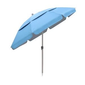 meg-GP010-0071,3-1 ΟΜΠΡΕΛΑ ΘΑΛΑΣΣΗΣ ΑΛΟΥΜΙΝΙΟΥ MALIBU MEGAPAP ΜΕ UPF 50+ ΠΡΟΣΤΑΣΙΑ ΧΡΩΜΑ ΓΑΛΑΖΙΟ - ΑΣΗΜΙ Ø2M