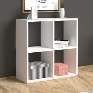 meg-GP022-0005,1-1 ΒΙΒΛΙΟΘΗΚΗ CUBE MEGAPAP ΑΠΟ ΜΕΛΑΜΙΝΗ ΧΡΩΜΑ ΛΕΥΚΟ 64X23X64ΕΚ.