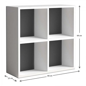 meg-GP022-0005,1-2 ΒΙΒΛΙΟΘΗΚΗ CUBE MEGAPAP ΑΠΟ ΜΕΛΑΜΙΝΗ ΧΡΩΜΑ ΛΕΥΚΟ 64X23X64ΕΚ.