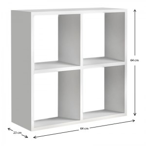 meg-GP022-0005,1-3 ΒΙΒΛΙΟΘΗΚΗ CUBE MEGAPAP ΑΠΟ ΜΕΛΑΜΙΝΗ ΧΡΩΜΑ ΛΕΥΚΟ 60X23X60ΕΚ.