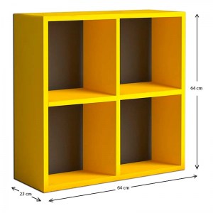 meg-GP022-0005,3-2 ΒΙΒΛΙΟΘΗΚΗ CUBE MEGAPAP ΑΠΟ ΜΕΛΑΜΙΝΗ ΧΡΩΜΑ ΚΙΤΡΙΝΟ 64X23X64ΕΚ.