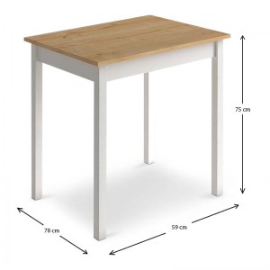 meg-GP022-0018,2-2 ΤΡΑΠΕΖΙ MINI MEGAPAP ΜΕΤΑΛΛΙΚΟ - ΜΕΛΑΜΙΝΗΣ ΧΡΩΜΑ OAK - ΛΕΥΚΟ 59X78X75ΕΚ.