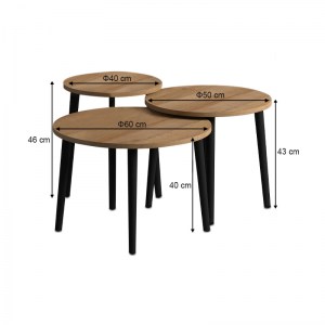 meg-GP022-0036,4-3 ΤΡΑΠΕΖΑΚΙ ΣΑΛΟΝΙΟΥ ΣΕΤ 3 ΤΜΧ ROMA MEGAPAP ΧΡΩΜΑ OAK Φ60X46ΕΚ.