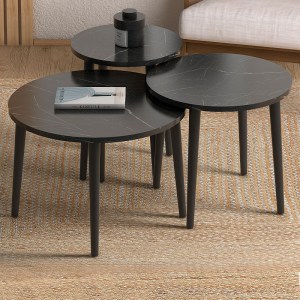 meg-GP022-0036,5-0 ΤΡΑΠΕΖΑΚΙ ΣΑΛΟΝΙΟΥ ΣΕΤ 3 ΤΜΧ ROMA MEGAPAP ΧΡΩΜΑ ΜΑΥΡΟ ΕΦΕ ΜΑΡΜΑΡΟΥ Φ60X46ΕΚ.