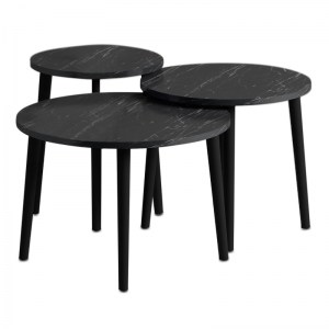 meg-GP022-0036,5-1 ΤΡΑΠΕΖΑΚΙ ΣΑΛΟΝΙΟΥ ΣΕΤ 3 ΤΜΧ ROMA MEGAPAP ΧΡΩΜΑ ΜΑΥΡΟ ΕΦΕ ΜΑΡΜΑΡΟΥ Φ60X46ΕΚ.