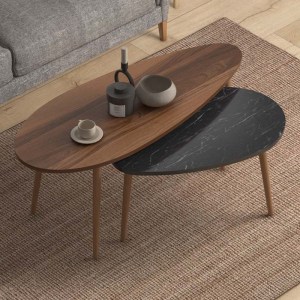 meg-GP022-0039,4-1 ΒΟΗΘΗΤΙΚΑ ΤΡΑΠΕΖΑΚΙΑ ELIPS MEGAPAP ΑΠΟ ΜΕΛΑΜΙΝΗ ΧΡΩΜΑ ΚΑΡΥΔΙ - ΜΑΥΡΟ ΕΦΕ ΜΑΡΜΑΡΟΥ 116X46X46ΕΚ.