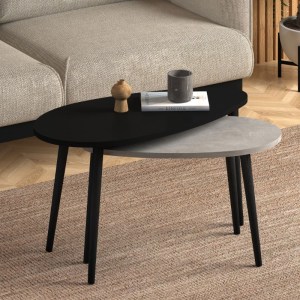 meg-GP022-0066,4-1 ΤΡΑΠΕΖΑΚΙ ΣΑΛΟΝΙΟΥ ΣΕΤ 2 ΤΜΧ SPLINE MEGAPAP ΧΡΩΜΑ ΓΚΡΙ ΡΕΤΡΟ 80X40X46ΕΚ.