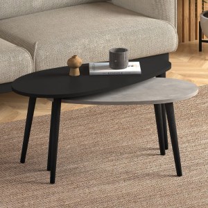 meg-GP022-0066,4-2 ΤΡΑΠΕΖΑΚΙ ΣΑΛΟΝΙΟΥ ΣΕΤ 2 ΤΜΧ SPLINE MEGAPAP ΧΡΩΜΑ ΓΚΡΙ ΡΕΤΡΟ 80X40X46ΕΚ.