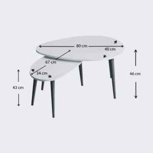 meg-GP022-0066,4-3 ΤΡΑΠΕΖΑΚΙ ΣΑΛΟΝΙΟΥ ΣΕΤ 2 ΤΜΧ SPLINE MEGAPAP ΧΡΩΜΑ ΓΚΡΙ ΡΕΤΡΟ 80X40X46ΕΚ.